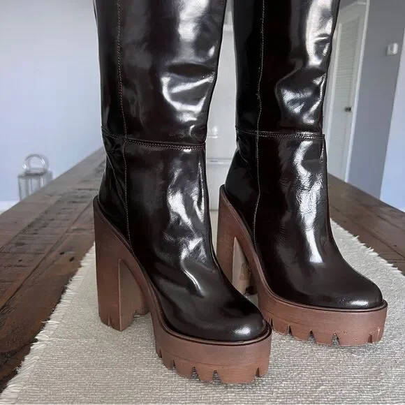 STIÚ Cindy Knee-High Platform Boot Brown Color Size 36. - Picture 7 of 13